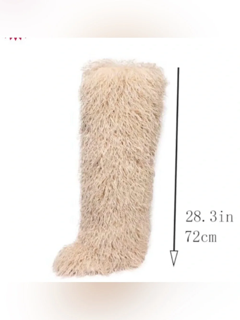 Faux Fur Fluffy over the knee Thigh-High Boots - Beige
